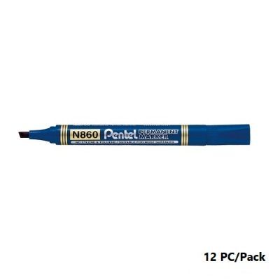 Permant Marker, Use To Mark On Most Surfaces , Pentel, N860-C, Maxiflo,Chisel Nip, Blue, 12 PC/Pack