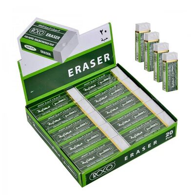 Rubber Eraser, ROCO, Plain, Medium, White, 20 PC/Pack