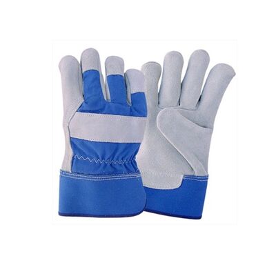 Safety Zone, Working Gloves, Leather and Cloth, Blue