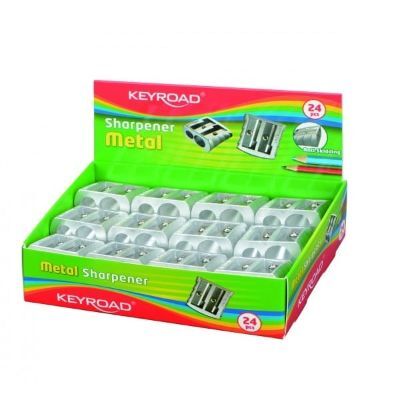 Sharpener, KEYROAD, Metal Sharpener with Two Holes, silver, 24 PC/Pack