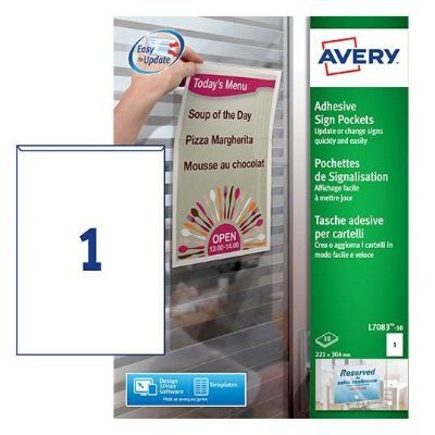Labels, AVERY, Sign Pocket label, 221 x 304 mm