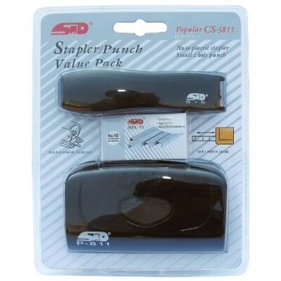 Stapler with Punch STD CS-5811 Black 16 sheets