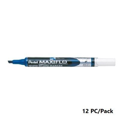 Whiteboard Marker, Pentel, MWL6S-C, Maxiflo,1.5/4.7 mm, Chisel Nip, Blue, 12 Pc/Pack