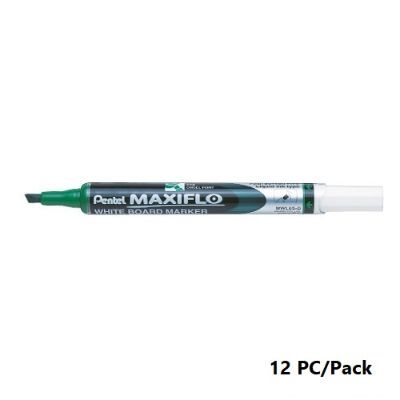 Whiteboard Marker, Pentel, MWL6S-D, Maxiflo,1.5/4.7 mm, Chisel Nip, Green, 12 Pc/Pack