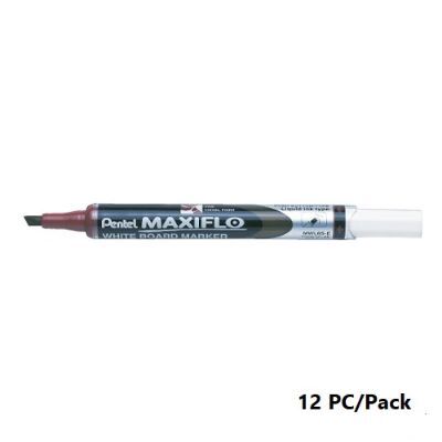 Whiteboard Marker, Pentel, MWL6S-E, Maxiflo,1.5/4.7 mm, Chisel Nip, Dred, 12 Pc/Pack