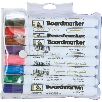 Whiteboard Marker, ROCO, 1.5 - 3 mm,  Chisel Tip, 8 Colors/Box