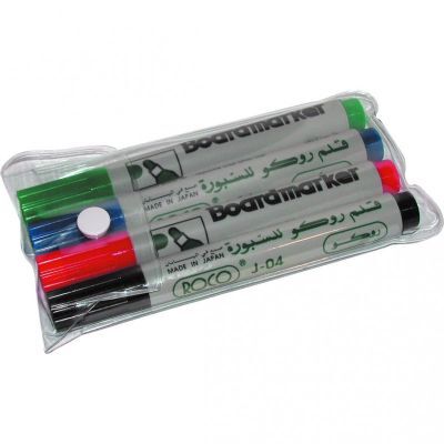 Whiteboard Marker, ROCO, 1.5 - 3 mm, Round Tip, Assorted Color, 4 Colors/Box