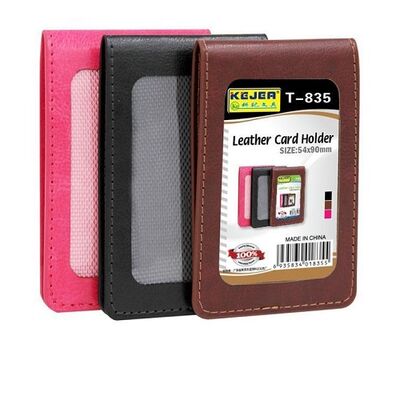 KEJEA Leather Card Holder T-835: Stylish Badges & Holders in Black or Brown