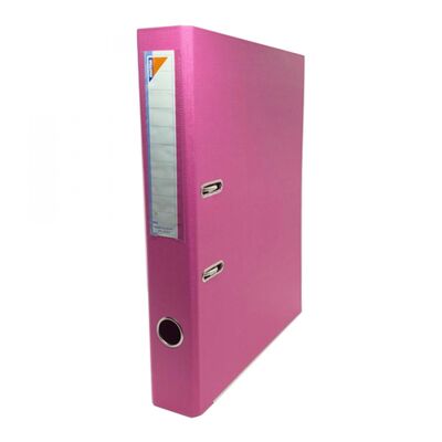 Box File, MINTRA, Lever Arch File, 2-Ring Binder, Plastic, 50mm, A4, Pink