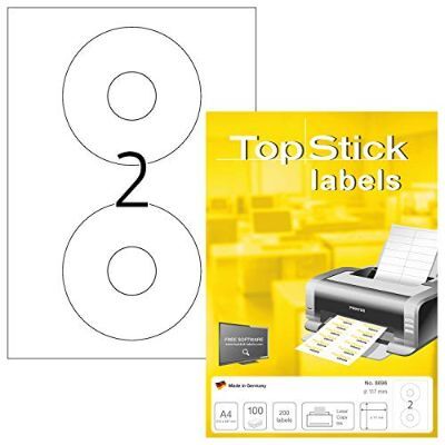 Labels, Top Stick, CD labels, ? 117 mm, white