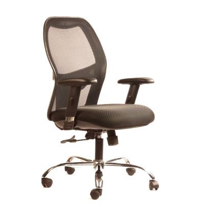 Chair, Mesh Medium Back & Fabric Chair, Swivel, Black