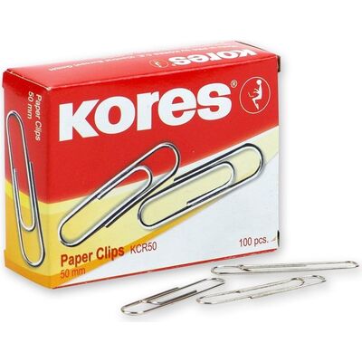 Clips, KORES, Paper Clip, 50 mm, 10 Boxes