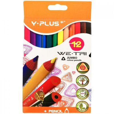 قلم تلوين رصاص، واي-بلس، مقاس جمبو، 12 لون/علبة