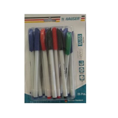 Pen, HAUSER, Ball Pen, Assorted Color, 25 PC/Pack