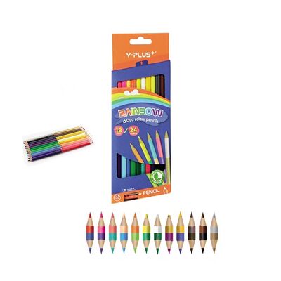 Pencils, Y-PLUS, Coloring Pencils, Two Side Color, 12 Pen/24 Color