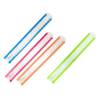 Ruler, Y-PLUS, Transparent Color Plastic Ruler, 20 CM, 4 PC/Pack