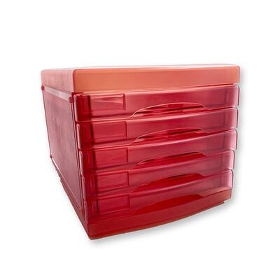 Storage Organizer, 5 Drawers Storage, Transparent, Pink