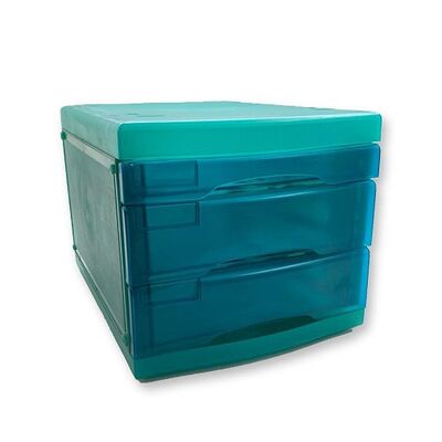 Storage Organizer, 3 Drawers Storage, Transparent, Light Blue