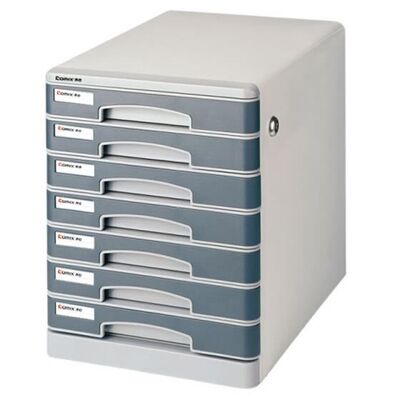 Storage Organizer, COMIX, 7 Drawers File Cabinet with Locker, Metal