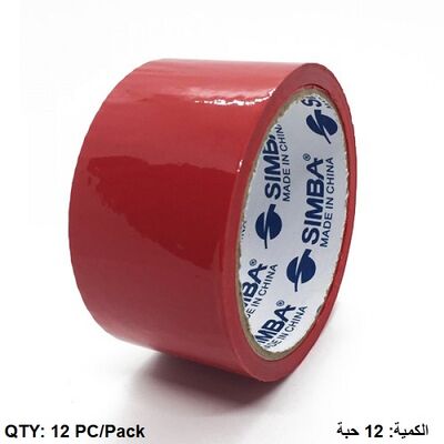 Tape, SIMBA, Plastic Packaging Tape, 2 inch (48 mm) x 40 yd ( 36.5 m), Red, 12 PC/Pack