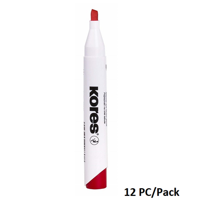 Whiteboard Marker, KORES, XW2, Chisel Tip, Red, 12 Pc/Pack