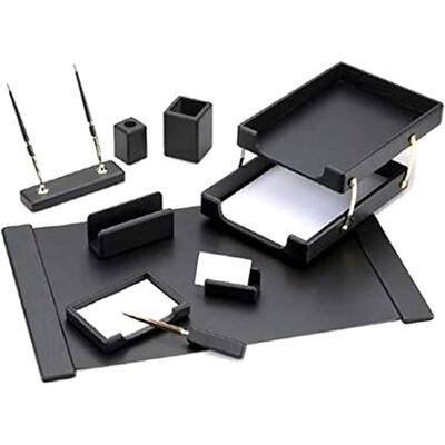 Complete Office Organization: 9-Piece Black Desk Set