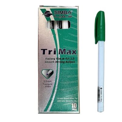 Pen, SIMBA, Ballpoint, Triangle Shape, 1 mm, Green, 10 PC/Pack