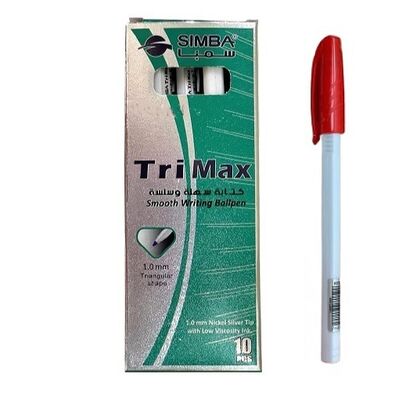 Pen, SIMBA, Ballpoint, Triangle Shape, 1 mm, Red, 10 PC/Pack