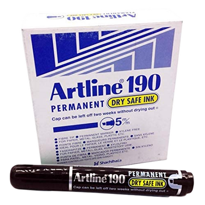Permanent Marker, ARTLINE 190 ,Chisel Tip, 2-5mm, Black, 12 PC/Pack
