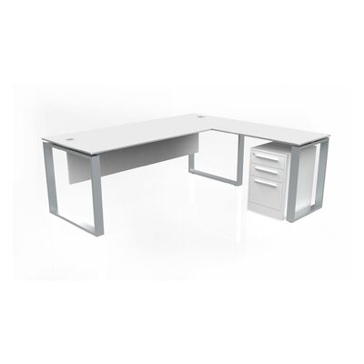 Desk EBTIKAR White with Mobile Pedestal - 200cm