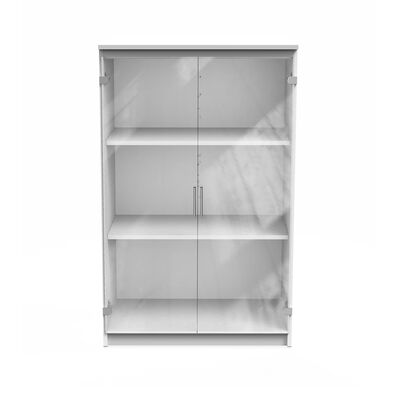 خزانة إبتكار مع 2 أبواب زجاجية واضحة - أبيض 125 سم