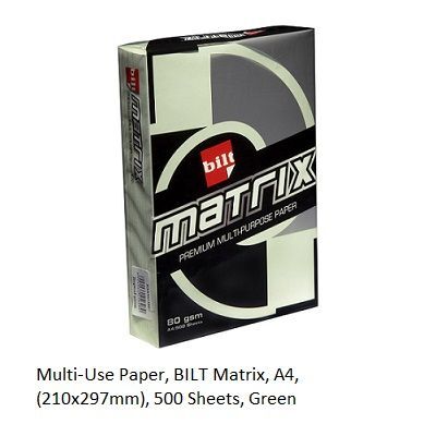 ورق متعدد الاستخدامات، بيلت ماتريكس، أ4، (210×297مم)، 80 جرام، اخضر، 500 ورقة