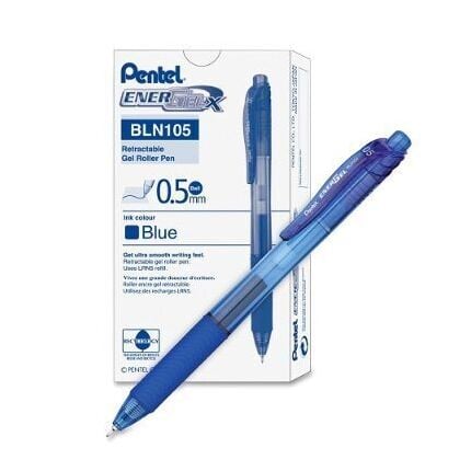 Pen, Pentel, BLN105-CH, Energel X, Retracatable, Blue