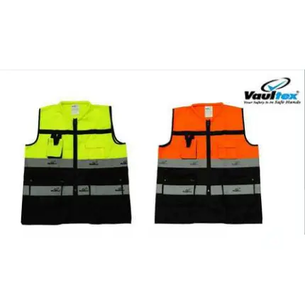 Safety zoon, Reflective Fabric Vest Half Sleeve - VAULTEX Yellow
