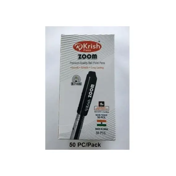Pen, KRISH, Ball Pen, Zoom, 0.7mm, Black, 50 PC/Pack