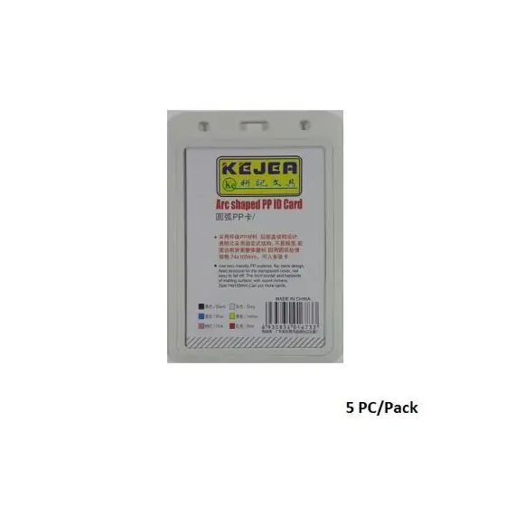 حاملات KEJEA لبطاقات الهوية - T-593V (54x90 ملم)، بلاستيك، أبيض، 5 قطع في العبوة