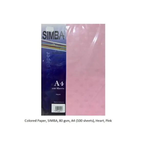 Colored Paper, SIMBA, 80 gsm, A4 (100 sheets), Heart, Pink