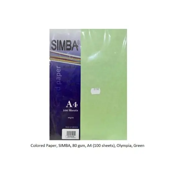 Colored Paper, SIMBA, 80 gsm, A4 (100 sheets), Olympia, Green