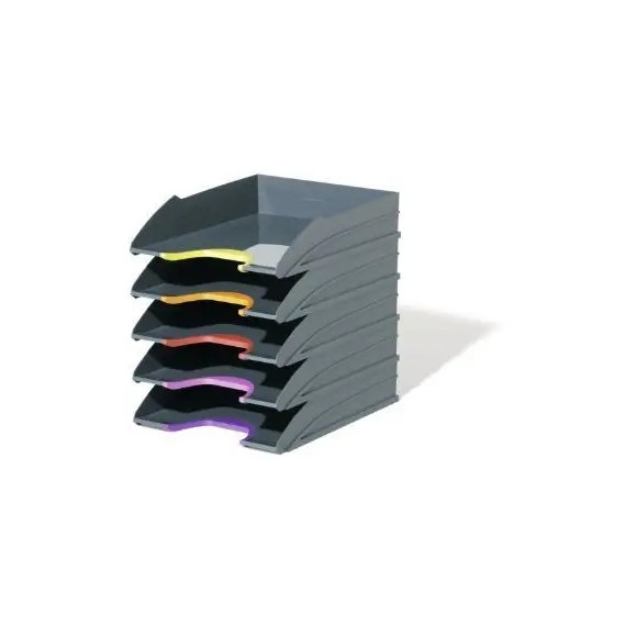 ادوات تنظيم المكتب، دورابل، حاوية مستندات مكتبية متحركة، 5 رفوف، بلاستيك، رمادي داكن