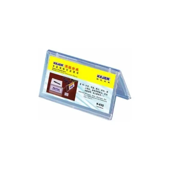 ادوات تنظيم المكتب، كيجا، قاعدة اسم مكتب وجهين شكل مثلث، (72×150مم)، بلاستيك، شفاف