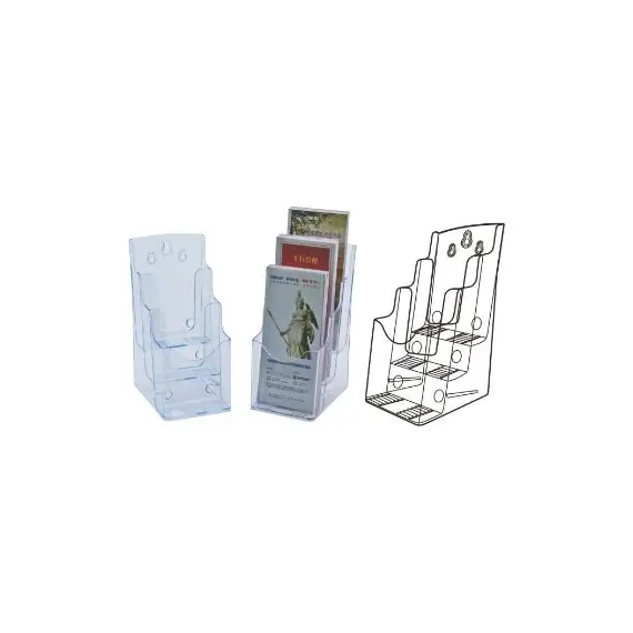 Desk Organizer, KEJEA, Countertop Display Rack K-180, 3 Pocket, Plastic, Clear