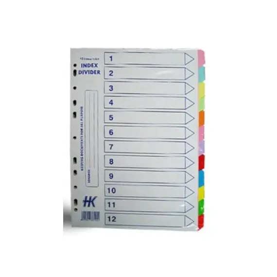 SIMBA A4 Color Index Divider - PVC Material, 12 Assorted Colors
