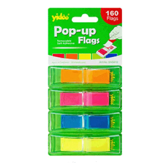 Divider, YIDOO, Pop-up Flag sticky set, (12x45mm), 160 Flags, 4 colors