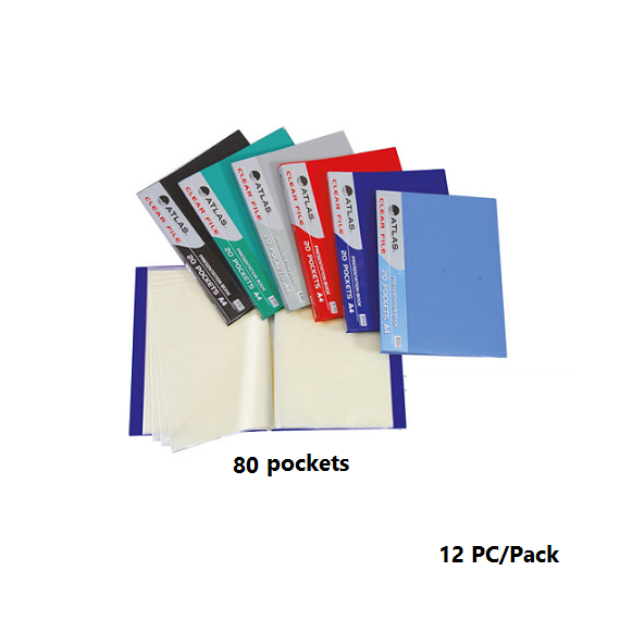 Documents Covers, ATLAS, Display Book, 80 Pockets , A4, Assorted color, 12 PC/Pack