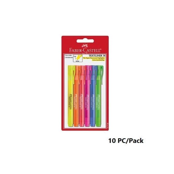 قلم تظليل، فابيركاستيل، راس مشطوف 1-4 مل، علبة 6 الوان ، 10 اقلام /علبة