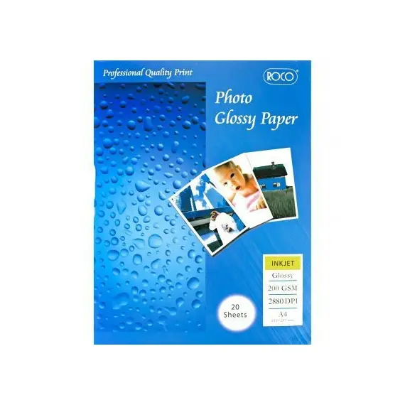 ملصقات، روكو، ورق الصور (لامعة)،  أ4 (20 ورقة)، 1 ملصق/ورقة، 200 جرام، ابيض
