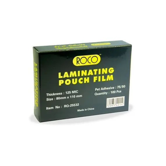 تغليف، روكو، افلام تغليف حراري، 125 مكرون، (110x 80 مم)، شفاف،100 حبة/ علبة