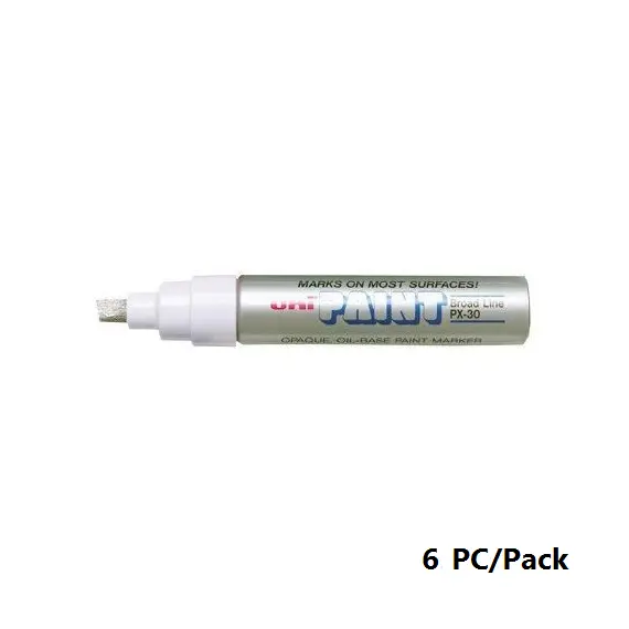 قلم بوية، يوني-بول، بي اكس-30، راس مشطوف، 4.0 - 8.5 مم، فضي، 6 حبة/علبة