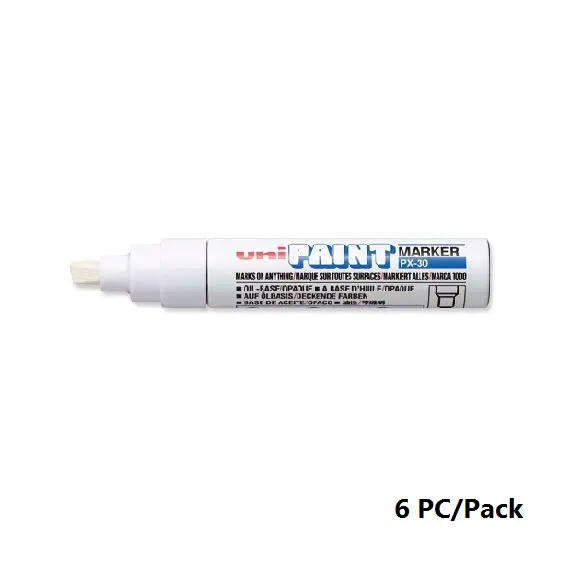 قلم بوية، يوني-بول، بي اكس-30، راس مشطوف، 4.0 - 8.5 مم، ابيض، 6 حبة/علبة