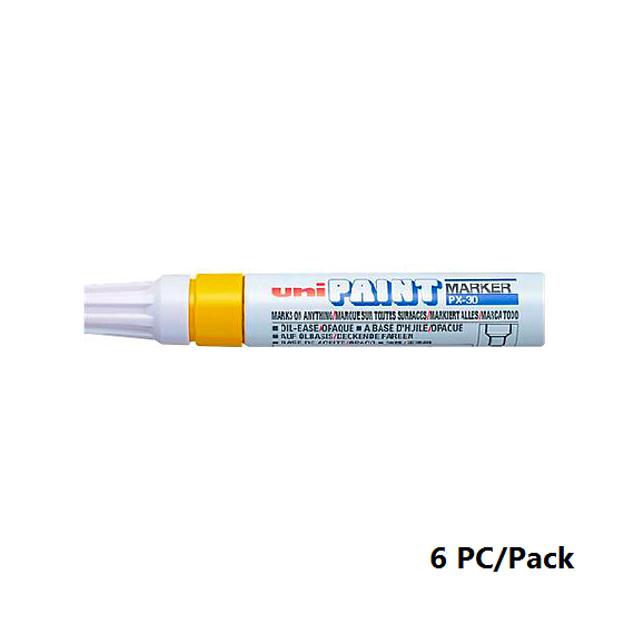 قلم بوية، يوني-بول، بي اكس-30، راس مشطوف، 4.0 - 8.5 مم، اصفر، 6 حبة/علبة